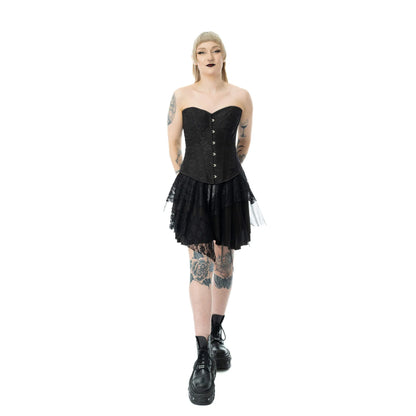 Schwarzes Korsett TWILIGHT LACE CORSET mit floralem Muster von Vixxsin