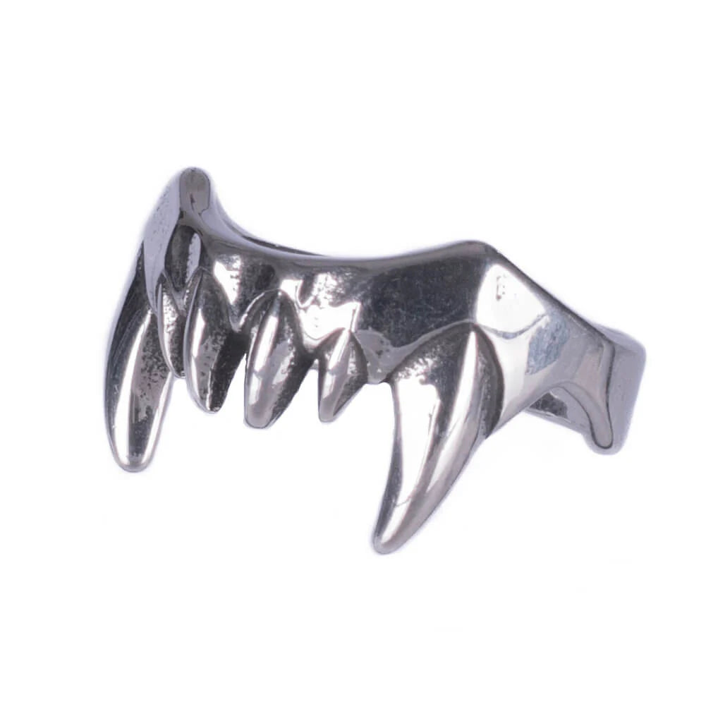 Silberfarbender Ring VAMPYR RING mit Vampirgebissdesign von Poizen Industries