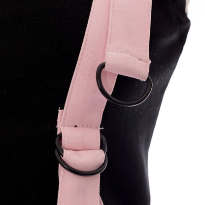 Pink-schwarzes Oberteil VEIL AND THE VOID TOP im Color-Block-Design mit Riemen und Schnürung von Chemical Black