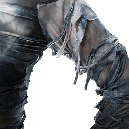 Graues Oberteil VIOLA TOP im destroyed Look und mit Meshelementen von Chemical Black