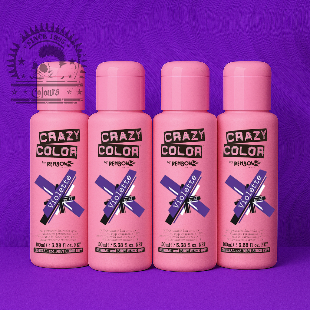 semi-permanente Haartönung 4er Box&nbsp;VIOLETTE in dem Farbton&nbsp;Lilablau von&nbsp;Crazy Color