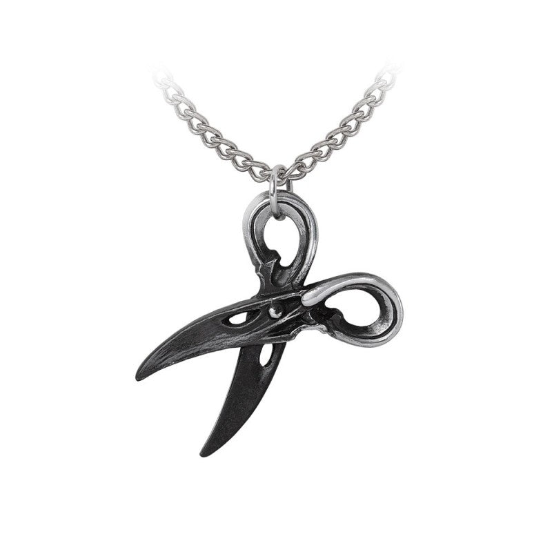 Silberfarbene Kette Witches Shears Kette in Scherenform im Rabenschnabeldesign von Alchemy