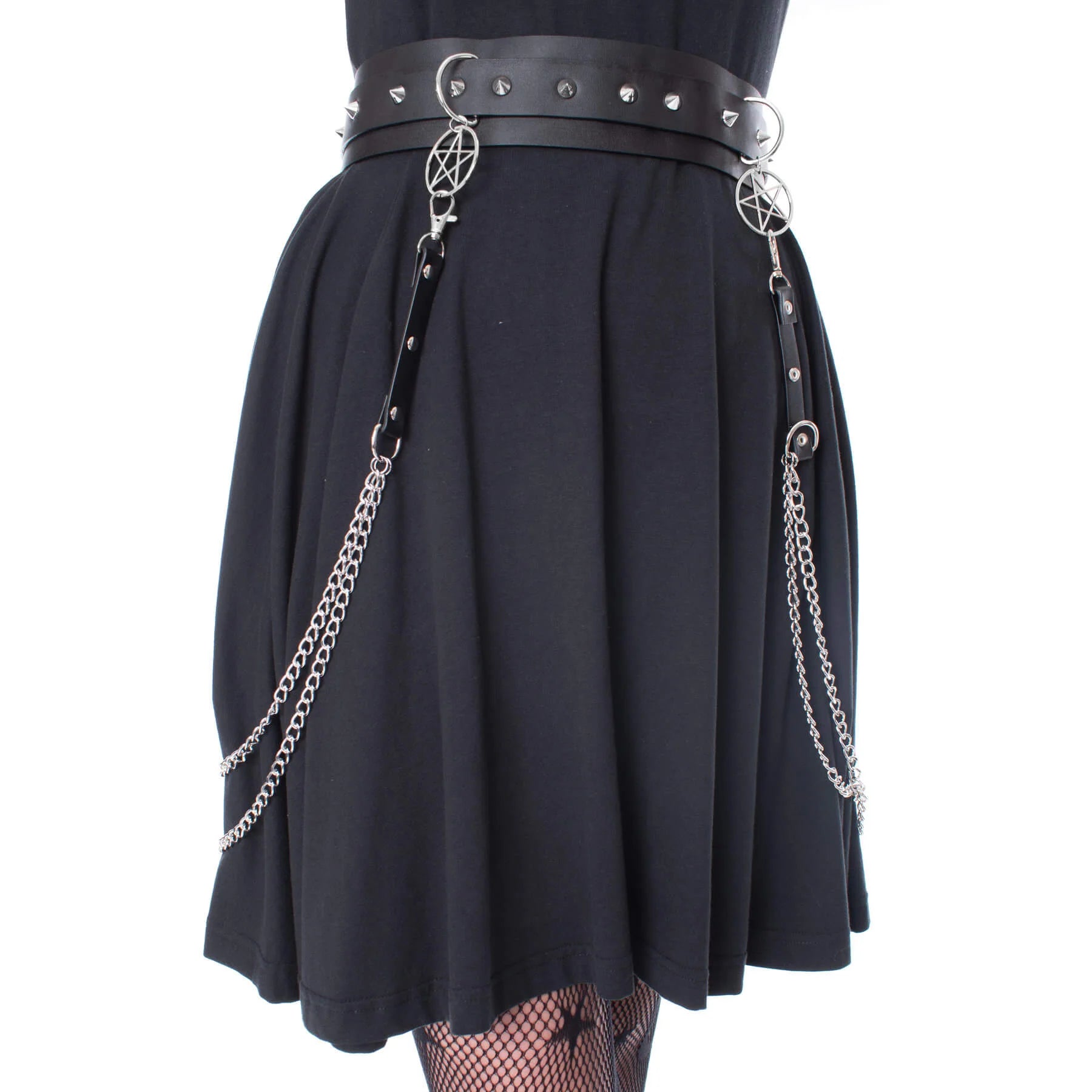 Schwarzer Gürtel WITCHLOCK BELT mit Ketten und Nieten von Heartless