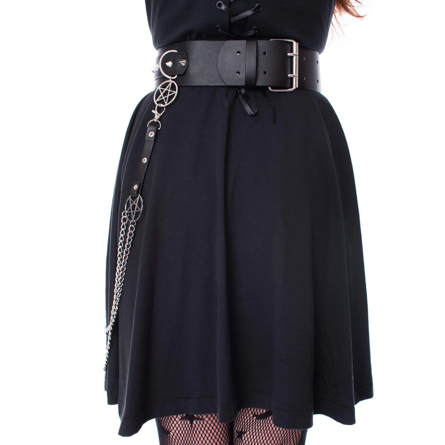 Schwarzer Gürtel WITCHLOCK BELT mit Ketten und Nieten von Heartless