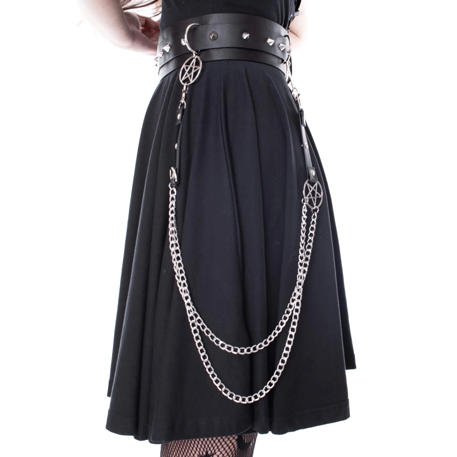 Schwarzer Gürtel WITCHLOCK BELT mit Ketten und Nieten von Heartless