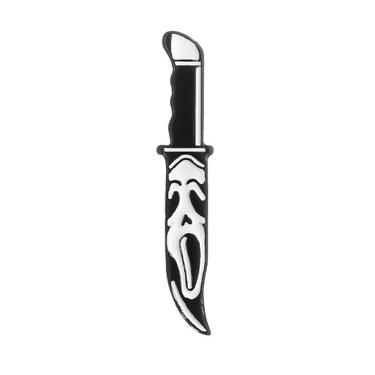 Emaille-Pin in Form eines Messers mit Scream-Maske