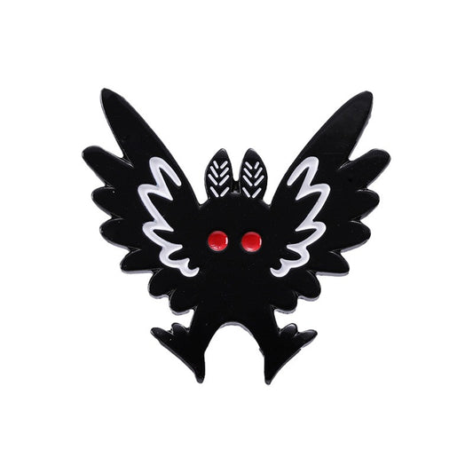 Kleiner, schwarz-roter Emaille-Anstecker MOTHMAN ENAMEL PIN von Moon Attic