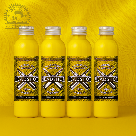 Vier semi-permanente Haartönungen 4er-Sparset YIPPIE YA YELLOW in dem Farbton Sonnengelb von Headshot