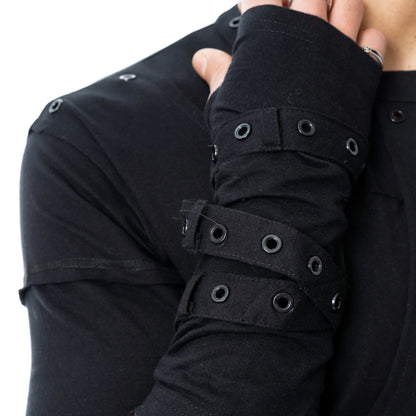 Schwarzes Oberteil ZEKE TOP mit Armstulpen von Heartless