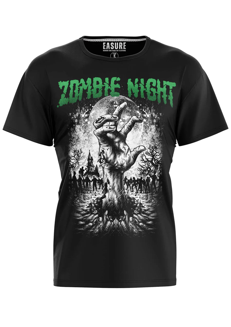 Schwarzes Oberteil ZOMBIE NIGHT Shirt mit großem Zombiehandprint von Easure