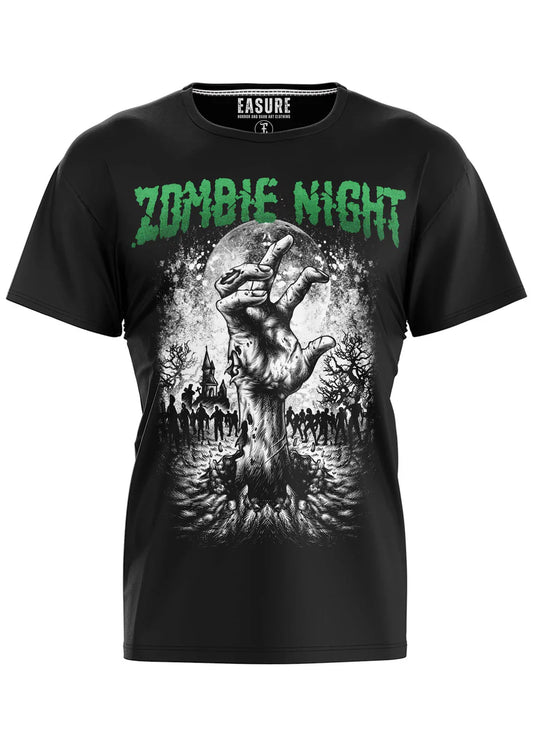 Schwarzes Oberteil ZOMBIE NIGHT Shirt mit großem Zombiehandprint von Easure
